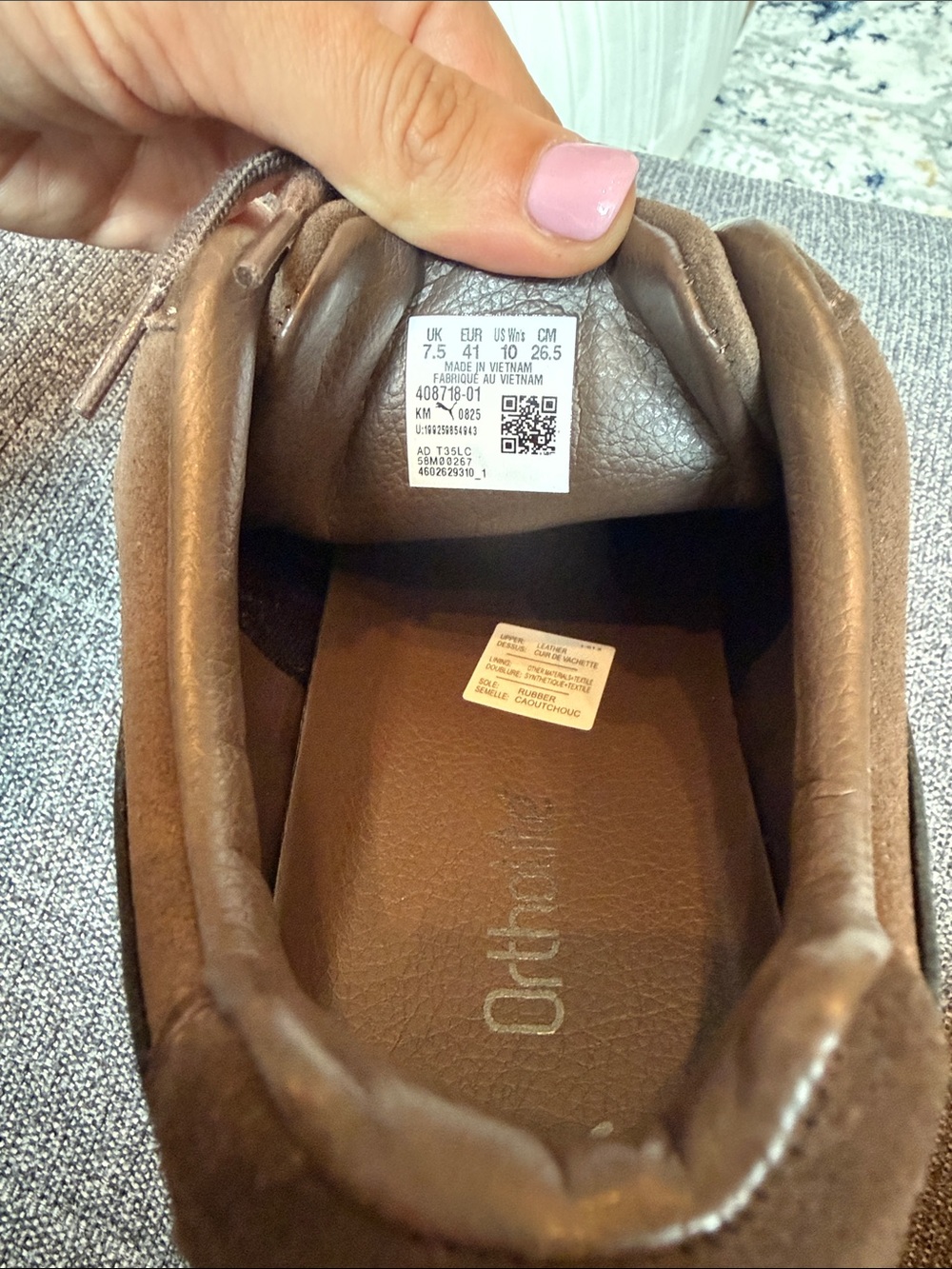 Puma Brown Suede Low-Profile Sneakers with Metallic Accent - Picture 3 of 5